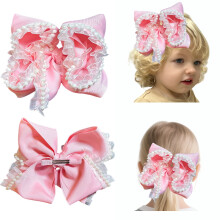 Pink Pearl Ruffled Hair Clip for Girls 7.5 in