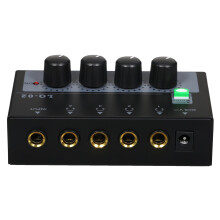 Metal 4 Channels Headphone Amplifier Mixer Mono/Stereo Audio Input Balanced Output for Headphones Stereo Amps Splitter