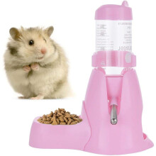 1pc Hamster Water Bottle with Food Container Base, Auto Dispenser for Small Animals, Compatible with Standard Cages