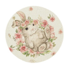 Ronde paasplacemat van polyester, 40 cm, meerkleurig.