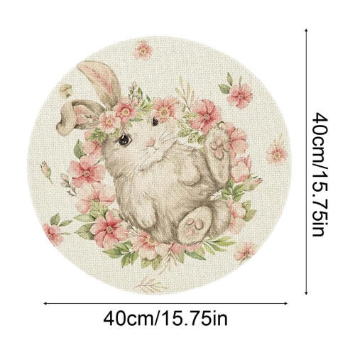 Ronde paasplacemat van polyester, 40 cm, meerkleurig. 2
