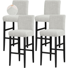 Set van 4 stretch fluwelen barkrukkenhoezen, lichtgrijs