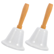 LEDMOMO 2Pcs White Metal Hand Bell for School Classroom and Party Use