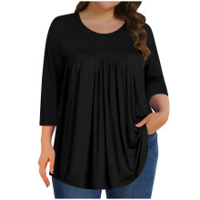Plus-Size-Oberteile für Damen, Sommerblusen, Tuniken, 3/4-Ärmel, elegant, lässig, locker geschnitten, Größen 1X-5X