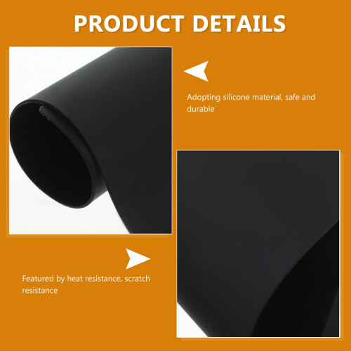 Heat Resistant Placemat Black 2Pcs 8.3X5.9In 1