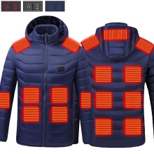Manteau d'hiver chauffant pour femmes et hommes, 17 zones de chaleur, capuche amovible, coupe-vent, lavable en machine, compatible avec une