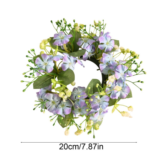 Artificial Flower Candle Ring – Floral Wreath Holder, 8cm 2