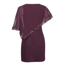 Damesjurken Zomer Korte Mouwen Plus Size Open Schouders Overlay Asymmetrische Chiffon Strapless Pailletten Casual Jurk
