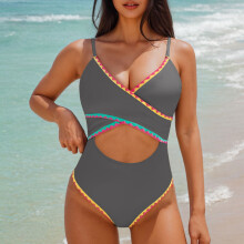 Costumi da bagno sexy da donna, bikini estivo alla moda con imbottitura sul seno e senza ferretto, senza spalline, con schiena scoperta.