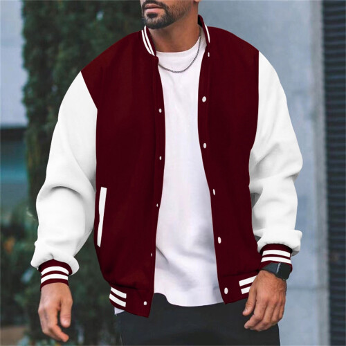 WUWUQF Ανδρικό Μπουφάν Varsity, Ανδρικό Μπουφάν Varsity Baseball Casual για Αγόρια, Ελαφρύ 1