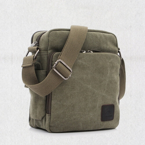 Olive Crossbody Bag for Men with Multiple Pockets 2