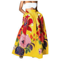 Röcke für Damen, Hochzeitsgast-Röcke, Boho-Rock mit Blumenmuster, hoher Bund, Party-Strandrock mit Taschen, langer Maxirock