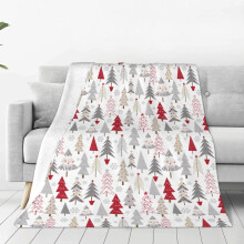 Christmas Pine Tree Throw Blanket, 40x50", White Plush Flannel, Soft Lightweight Cover for Couch, Bed, Office, Travel & Camping