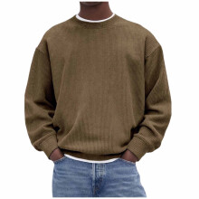 Sweat-shirt à capuche Kukoosong pour homme, pull décontracté en velours côtelé uni à manches longues et col rond