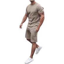 Men's Short Sets 2 Piece Outfits Summer Casual Round Neck T Shirts Print Short Sleeve Blouse and Shorts Tracksuit Sets with Pockets