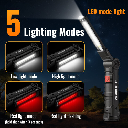 LED-arbeidslys med magnetisk base og 360 rotasjon, 2-pakning 2