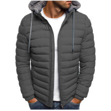 Jaquetas de inverno masculinas, jaqueta com capuz de cor sólida, jaqueta acolchoada de algodão, jaqueta acolchoada de algodão da moda, jaqueta
