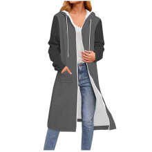 Dameshoodie met kleurblokken, rits, trekkoord en zakken – Casual sweatshirt met lange mouwen, geschikt voor dagelijks gebruik