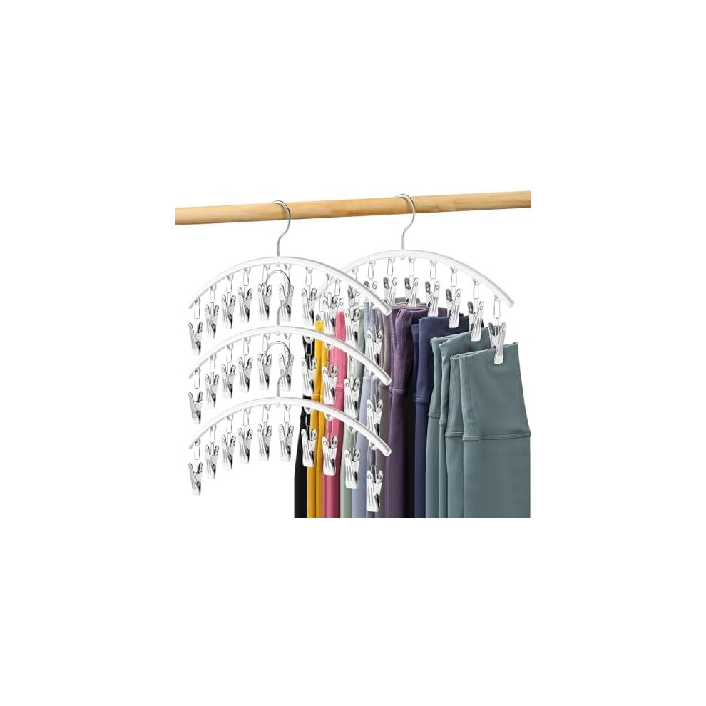 Legging Organizer Hanger, Metal Yoga Pants Hanger W/Rubber Coated, 4-Pack W/10 Clips (Hold 40 Leggings), Space-Saving Closet Organizer Â White 9159805692024