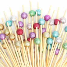100 Counts Cocktail Picks, Fancy Toothpicks for Appetizers, Tricolor Pearl Wooden Sticks for Party Supplies, Valentine's Day Food Picks for Party