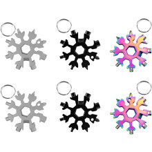6-teiliges Schneeflocken-Multitool, 18-in-1-Schlüsselanhänger aus Edelstahl mit Schraubendreher, Flaschenöffner und Schraubenschlüssel –
