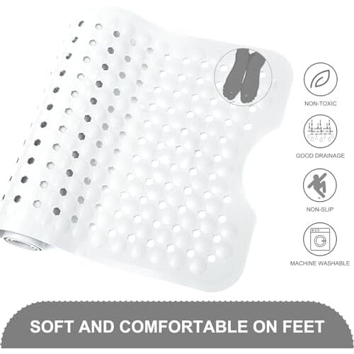 Tapis de bain antidérapant blanc 40 x 16 pouces 2