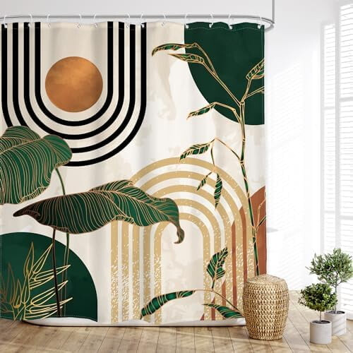 Grönt Boho Duschdraperi 60x72 tum Polyester 2