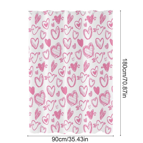 Valentine's Day Heart Print Shower Curtain Polyester 2
