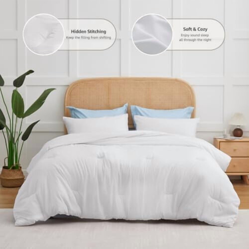 Witte microvezel dekbedset met kussenslopen 1