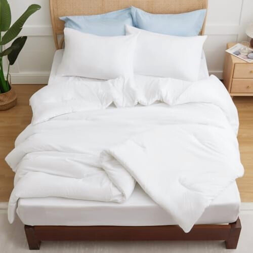 Witte microvezel dekbedset met kussenslopen 2