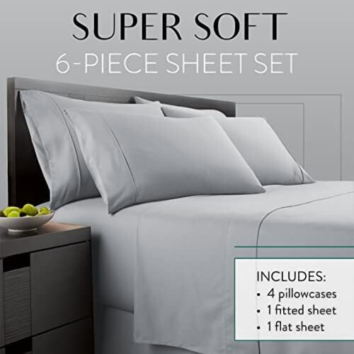Kingsize microvezel beddengoedset met diepe hoeslakens 1