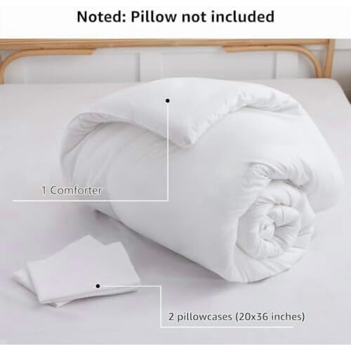 Witte dekbedset voor tweepersoonsbed, microvezel, 3-delig 2