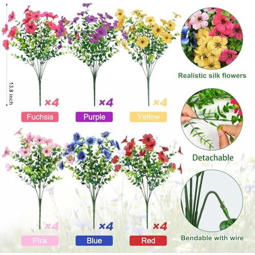 Kunstige blomster UV-resistente 24 bundter 1