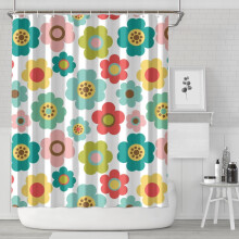 Waterdicht douchegordijn met bloemenprint, 84" x 72" met 12