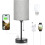 Lampada da comodino cilindrica grigia con 3 temperature di colore, 1