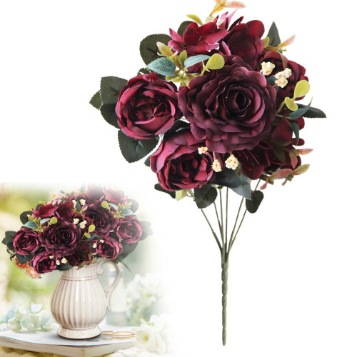 1 pc Realistic Silk Peony Bouquet 11.8 in 1
