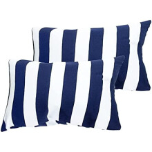 Retro kussenhoes met marineblauwe strepen, 12x20 inch (30x50 cm)