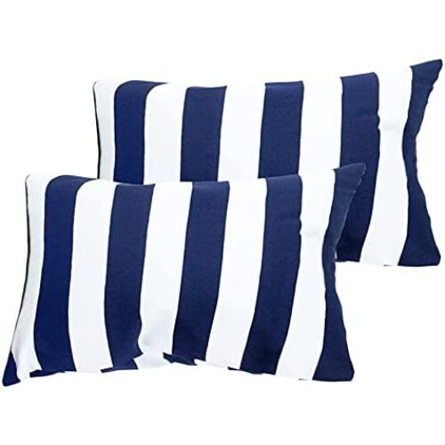 Fodera per cuscino retrò a righe blu navy 30x50 cm (12x20")