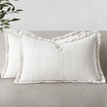 Set di 2 federe in lino e cotone – 50x50 cm, beige, stile boho