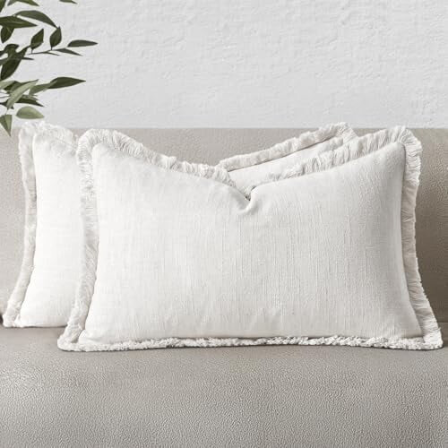 Set di 2 federe in lino e cotone – 50x50 cm, beige, stile boho