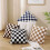 Conjunto de capas de almofada xadrez cor camelo 66x66 cm 3