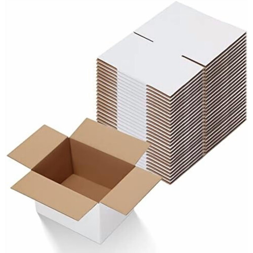 Verzenddozen 8x6x4 inch, wit, gegolfd, set van 25