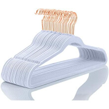 Βελούδινες Κρεμάστρες Ανοιχτό Μπλε με Ροζ Χρυσά Γάντζους, Συσκευασία των 50
