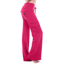 Spodnie cargo damskie lulshou, legginsy treningowe, elastyczny pas, kieszeń na guzik, luźne spodnie do jogi, spodnie cargo o średnim stanie z