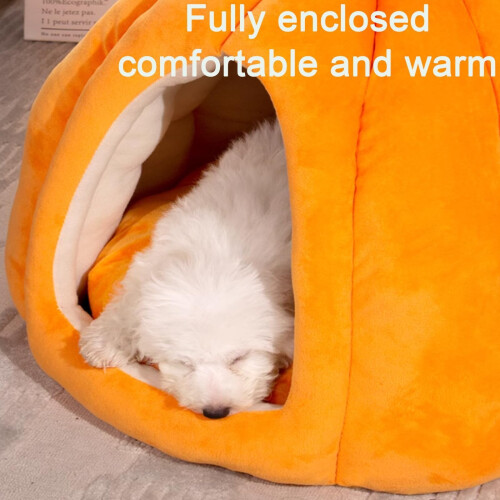 Pumpkin Cat Bed Cave for Small Cats and Dogs Grey Medium 2