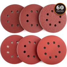 60PCS 125mm Sanding Discs Compatible with Makita, Bosch, Dewalt, Ryobi, Random Orbit Sanders 10pcs each of 40,60,80,120,180,240 Grit