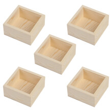 5Pcs Unfinished Bonsai Box Small Wooden Boxes Rustic Square Wood Box Craft Organizer