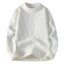 Men's Plush Round Neck Sweater Fall Winter Warm Soft Long Sleeve Pullover Fashion Knitwear Men's Sweater Men's Sweaters Lightweight(White,XL)