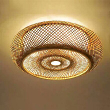 Lampadario a soffitto a 3 luci in bambù, vimini e rattan
