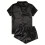Dame Pyjamassæt Satin Casual Home Button Pyjamassæt Sort BM 4
